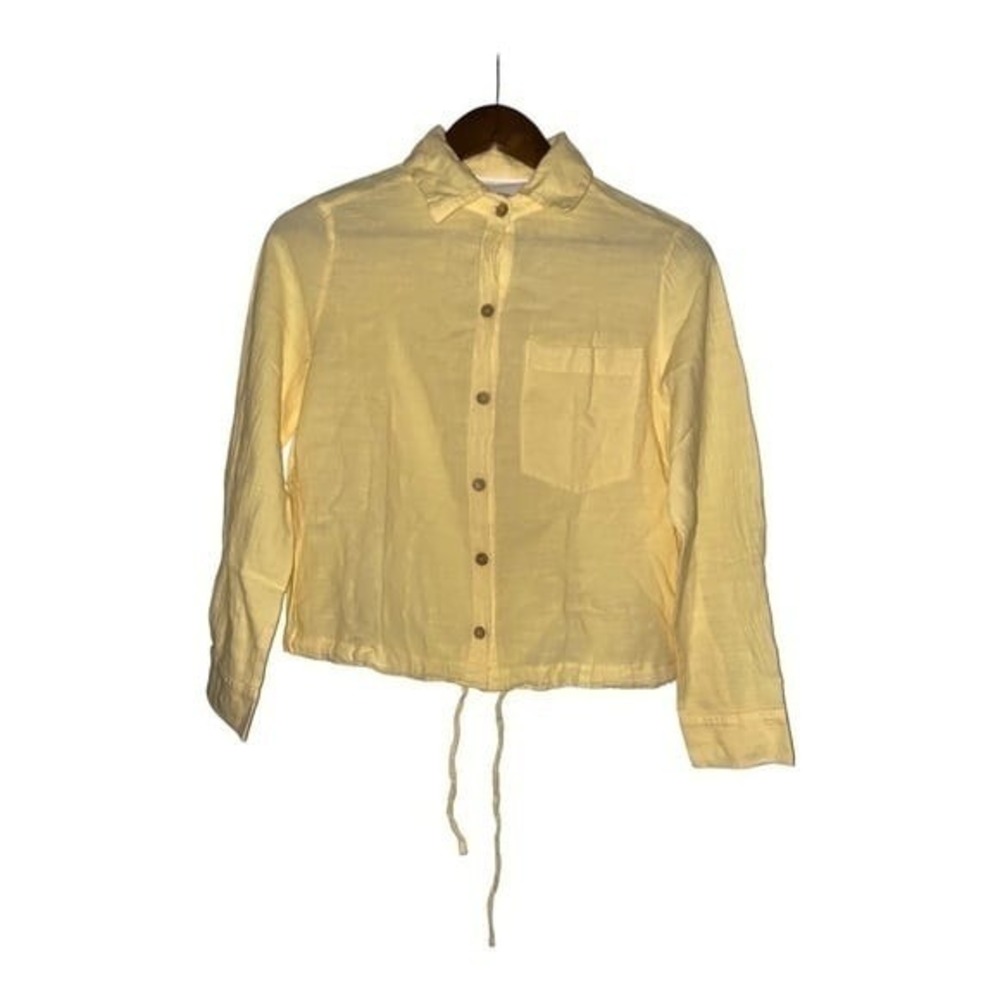 Six Fifty Cropped Peasant Shirt Button Up Gauzy Women M Vibrant Summer NWT